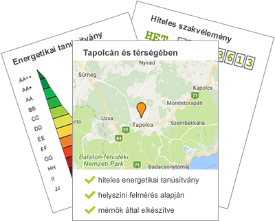 Energetikai tanúsítás Tapolcán - térkép
